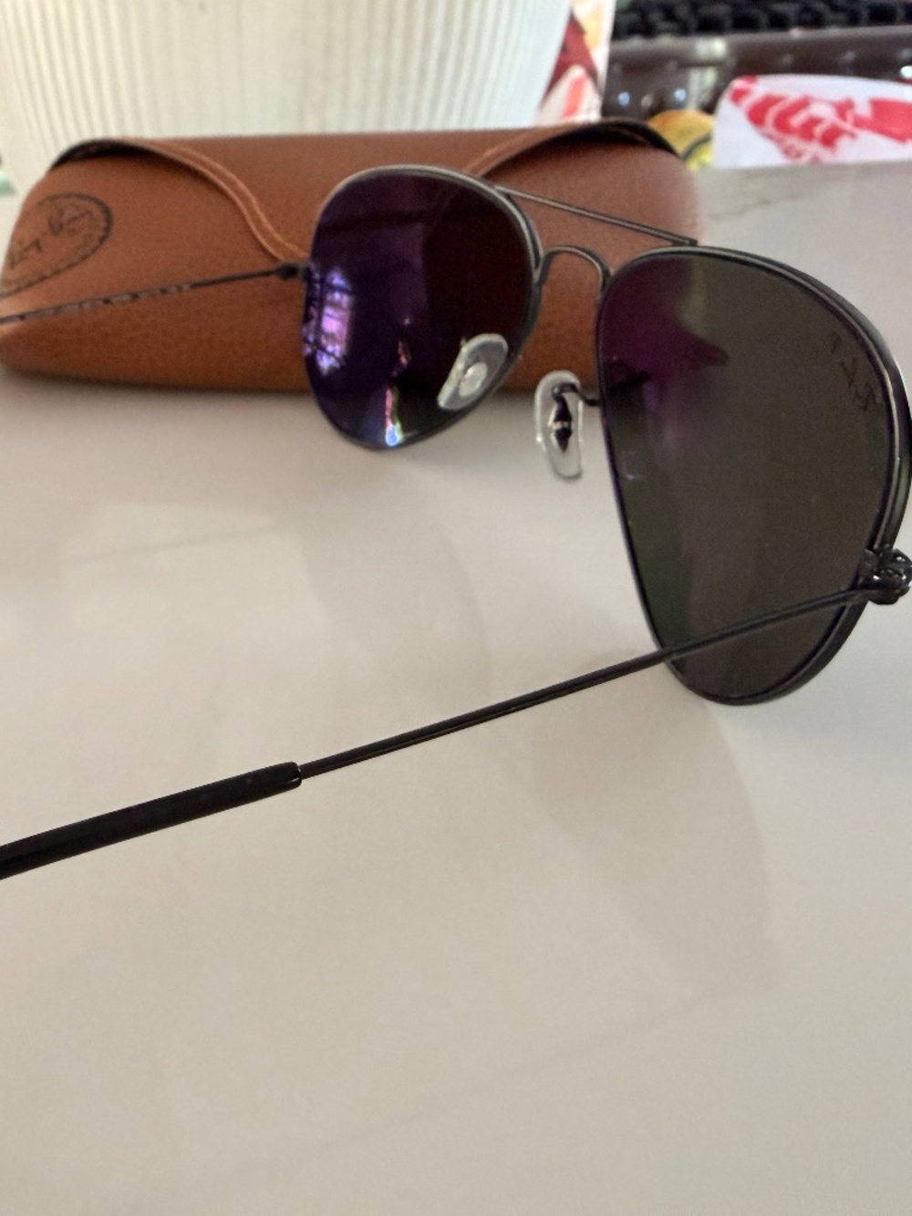 Ray ban black on black polarized aviator sunglasses
